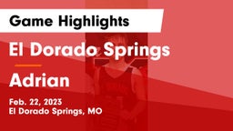 El Dorado Springs  vs Adrian  Game Highlights - Feb. 22, 2023