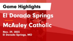 El Dorado Springs  vs McAuley Catholic  Game Highlights - Nov. 29, 2023
