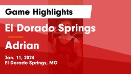 El Dorado Springs  vs Adrian  Game Highlights - Jan. 11, 2024