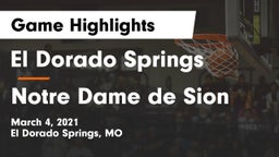 El Dorado Springs  vs Notre Dame de Sion  Game Highlights - March 4, 2021
