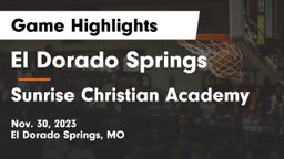 El Dorado Springs  vs Sunrise Christian Academy Game Highlights - Nov. 30, 2023