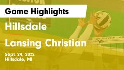 Hillsdale  vs Lansing Christian  Game Highlights - Sept. 24, 2022