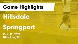 Hillsdale  vs Springport Game Highlights - Oct. 12, 2023