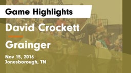 David Crockett  vs Grainger  Game Highlights - Nov 15, 2016