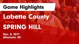 Labette County  vs SPRING HILL  Game Highlights - Dec. 8, 2017