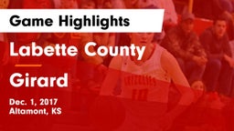Labette County  vs Girard Game Highlights - Dec. 1, 2017
