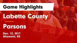Labette County  vs Parsons  Game Highlights - Dec. 12, 2017