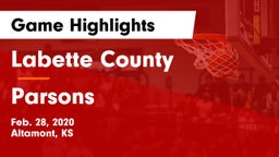 Labette County  vs Parsons  Game Highlights - Feb. 28, 2020