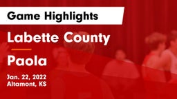 Labette County  vs Paola  Game Highlights - Jan. 22, 2022
