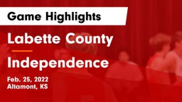 Labette County  vs Independence  Game Highlights - Feb. 25, 2022