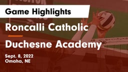 Roncalli Catholic  vs Duchesne Academy Game Highlights - Sept. 8, 2022