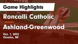 Roncalli Catholic  vs Ashland-Greenwood  Game Highlights - Oct. 1, 2022