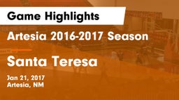 Artesia  2016-2017 Season vs Santa Teresa  Game Highlights - Jan 21, 2017