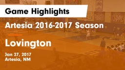 Artesia  2016-2017 Season vs Lovington  Game Highlights - Jan 27, 2017