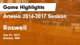 Artesia  2016-2017 Season vs Roswell  Game Highlights - Jan 31, 2017