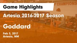 Artesia  2016-2017 Season vs Goddard  Game Highlights - Feb 3, 2017