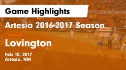 Artesia  2016-2017 Season vs Lovington  Game Highlights - Feb 10, 2017