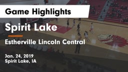 Spirit Lake  vs Estherville Lincoln Central  Game Highlights - Jan. 24, 2019