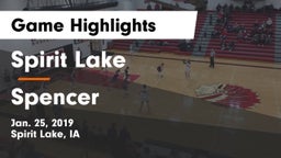 Spirit Lake  vs Spencer  Game Highlights - Jan. 25, 2019
