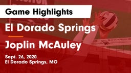 El Dorado Springs  vs Joplin McAuley Game Highlights - Sept. 26, 2020