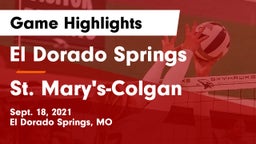 El Dorado Springs  vs St. Mary's-Colgan  Game Highlights - Sept. 18, 2021