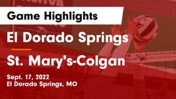 El Dorado Springs  vs St. Mary's-Colgan  Game Highlights - Sept. 17, 2022