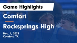Comfort  vs Rocksprings High Game Highlights - Dec. 1, 2023