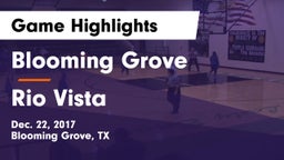 Blooming Grove  vs Rio Vista  Game Highlights - Dec. 22, 2017