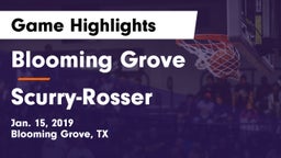Blooming Grove  vs Scurry-Rosser  Game Highlights - Jan. 15, 2019