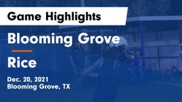 Blooming Grove  vs Rice  Game Highlights - Dec. 20, 2021
