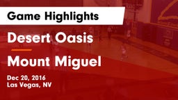 Desert Oasis  vs Mount Miguel  Game Highlights - Dec 20, 2016