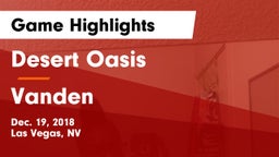 Desert Oasis  vs Vanden  Game Highlights - Dec. 19, 2018