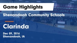 Shenandoah Community Schools vs Clarinda  Game Highlights - Dec 09, 2016