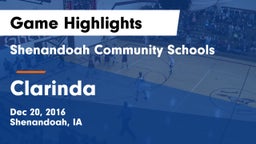 Shenandoah Community Schools vs Clarinda  Game Highlights - Dec 20, 2016
