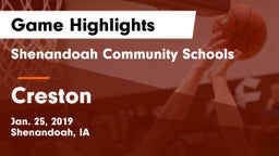 Shenandoah Community Schools vs Creston  Game Highlights - Jan. 25, 2019