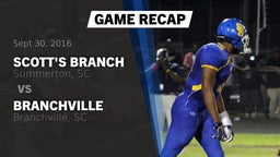 Recap: Scott's Branch  vs. Branchville  2016