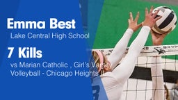 7 Kills vs Marian Catholic , Girl's Varsity Volleyball - Chicago Heights IL
