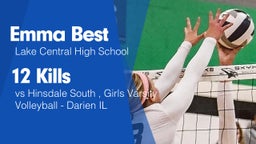 12 Kills vs Hinsdale South , Girls Varsity Volleyball - Darien IL