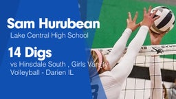 14 Digs vs Hinsdale South , Girls Varsity Volleyball - Darien IL