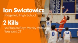 2 Kills vs Staples Boys Varsity Volleyball Westport,CT