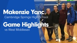 Game Highlights vs West Middlesex  