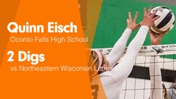 2 Digs vs Northeastern Wisconsin Lutheran