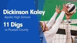 11 Digs vs Russell County 