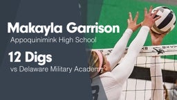 12 Digs vs Delaware Military Academy 