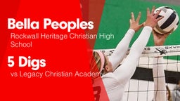5 Digs vs Legacy Christian Academy 