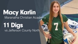 11 Digs vs Jefferson County North 