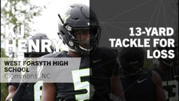 13-yard Tackle for Loss vs East Forsyth 