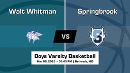 Springbrook vs Walt Whitman Boys Varsity Basketball Game Recap