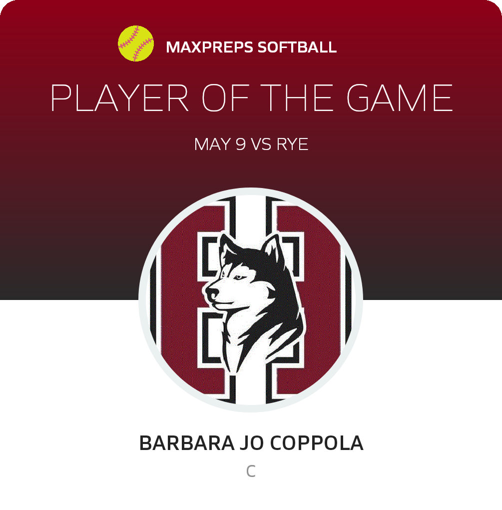 #9 Barbara jo Coppola Player of the Game badge