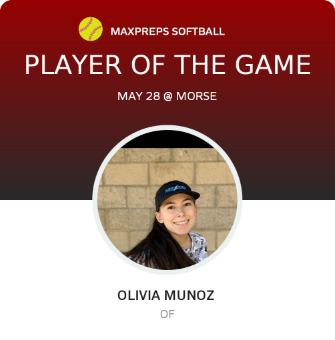 #8 Olivia Munoz  Player of the Game badge